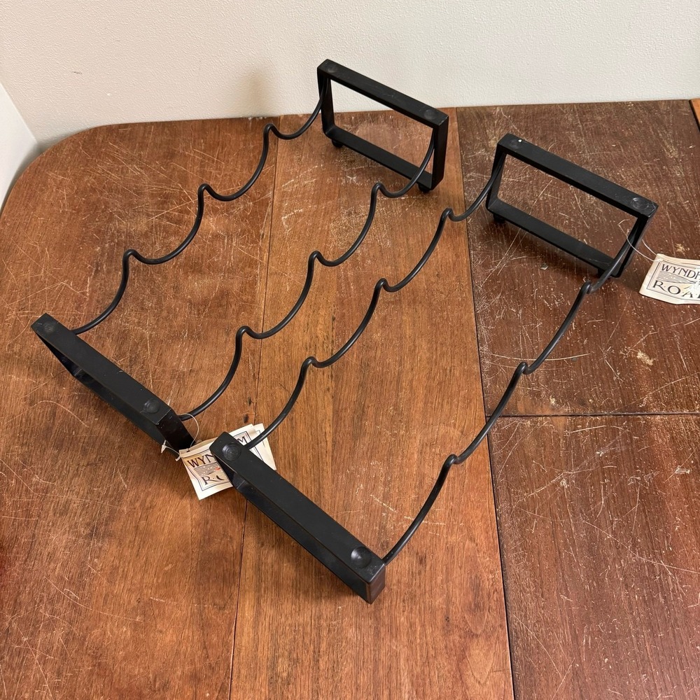 Wynham Road Black Wrought Iron Pair (2) Stacking Wine Bottle Holders NEW - Picture 4 of 10